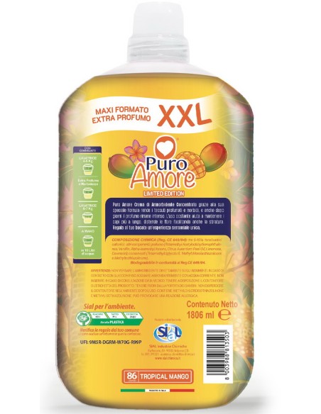 Puro Amore Ammorbidente Concentrato 86 Lavaggi 1806ml - Tropical Mango